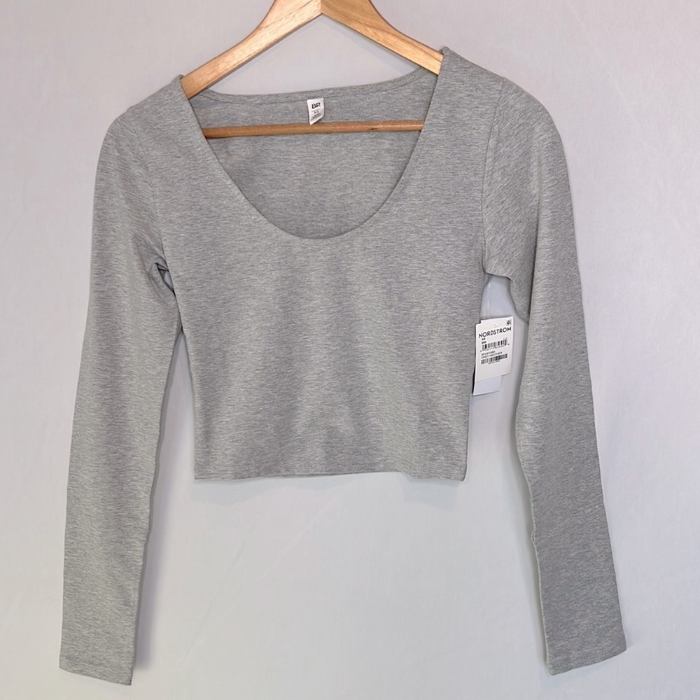 BP scoop neck long sleeve crop top XS NWT